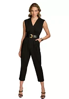 Women's Sleeveless V-Neck Solid Jumpsuit