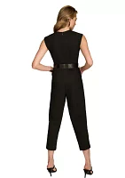 Women's Sleeveless V-Neck Solid Jumpsuit