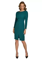 Women's Boat Neck Solid Midi Dress