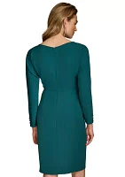 Women's Boat Neck Solid Midi Dress