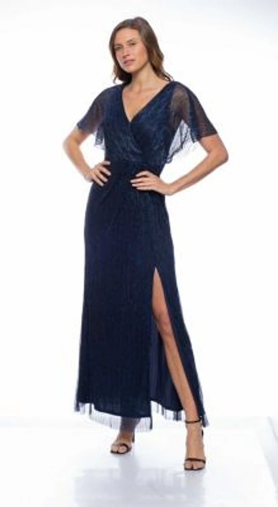 Flutter Sleeve Gown with Slit