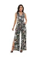 Bebe Women'S Printed Plunge Neck Jumpsuit