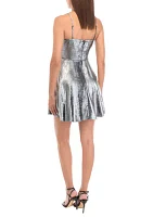 Women's Sleeveless Metallic Fit and Flare Dress