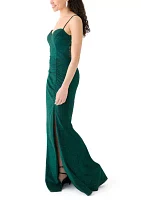 Women's Sleeveless Solid Glitter Knit Gown