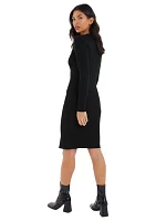 Women's Long Sleeve V-Neck Solid Slim Bodycon Dress