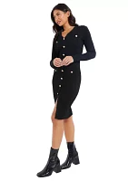 Women's Long Sleeve V-Neck Solid Slim Bodycon Dress