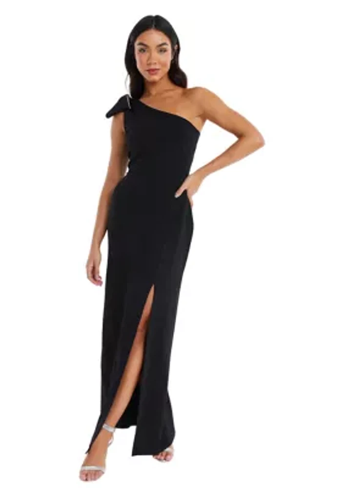 Off the Shoulder Bow Sleeveless Maxi Dress