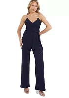 Women's Navy Wrap Diamond Strap Jumpsuit