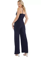 Women's Navy Wrap Diamond Strap Jumpsuit