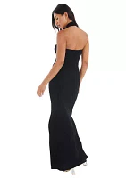 Women's Black Halter Textured Maxi Dress