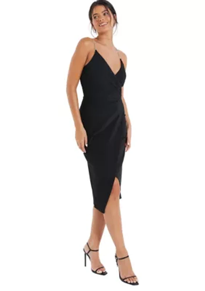 Women's Brillo Wrap Midi Dress with Diamante Straps