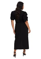 Plus Black Liverpool Wrap Pleated Ruched Sleeve Midi Dress