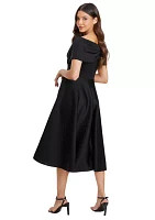 Women's Off the Shoulder Solid Scuba Fit and Flare Dress