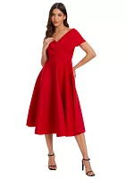 Women's Off the Shoulder Scuba Fit and Flare Dress