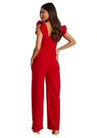 Women's Square Neck Solid Belted Jumpsuit