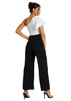 Women's Scuba Crepe One Shoulder Buckle Jumpsuit