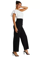 Women's Scuba Crepe One Shoulder Buckle Jumpsuit