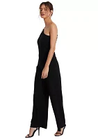 Women's One Shoulder Scuba Crepe Jumpsuit with Gold Buckle