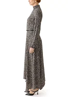 Women's Animal Printed Belted Midi Dress