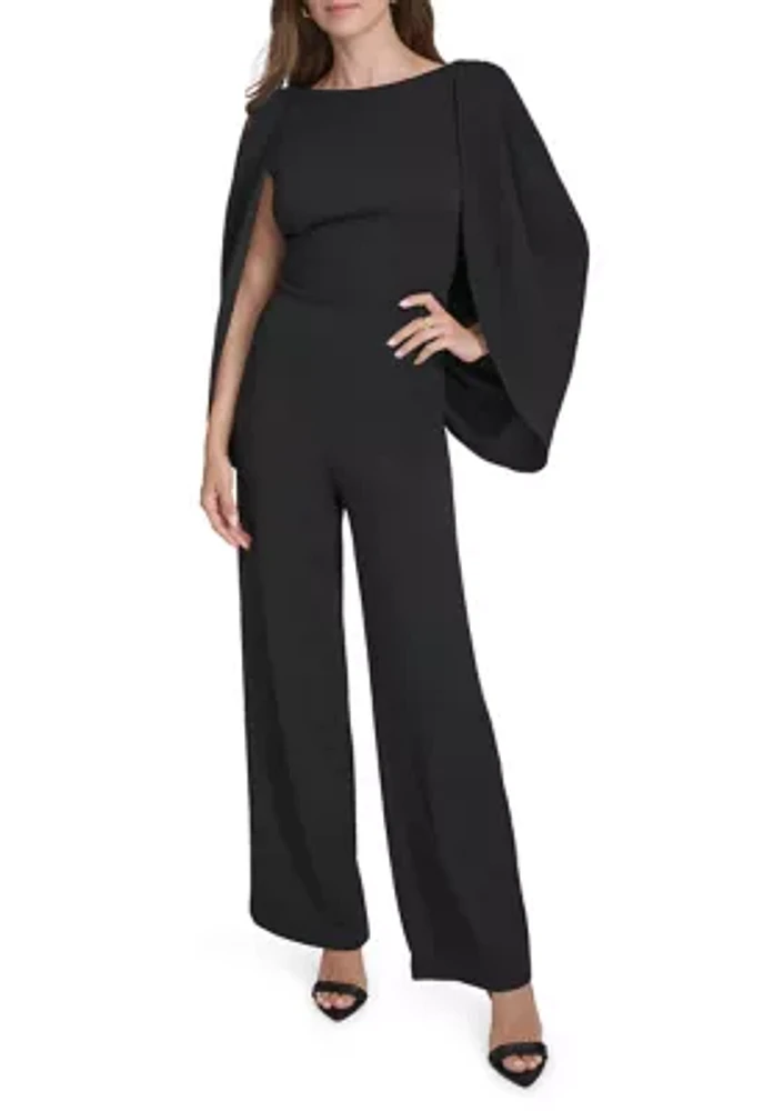 Women's Long Sleeve Boat Neck Solid Jumpsuit