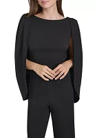 Women's Long Sleeve Boat Neck Solid Jumpsuit