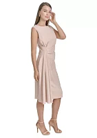 Women's Sleeveless Solid Ruched Sheath Dress