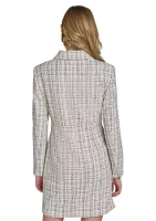 Women's Long Sleeve Collar Solid Tweed Sheath Dress