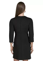 Women's 3/4 Sleeve Crew Neck Solid Sheath Dress