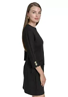 Women's 3/4 Sleeve Crew Neck Solid Sheath Dress