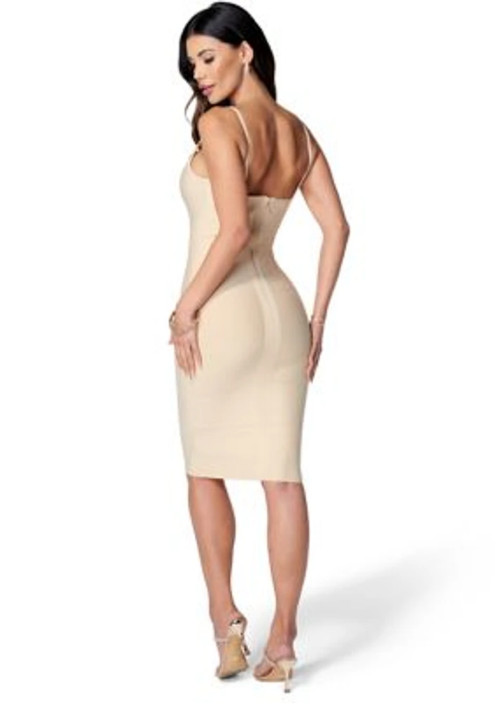 Women's Sleeveless Square Neck Solid Bandage Bodycon Dress