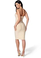 Women's Sleeveless Square Neck Solid Bandage Bodycon Dress