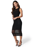 Women's Sleeveless Crew Neck Solid Crochet Bodycon Dress