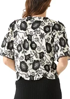 Women's Darby 3D Embroidered Scalloped Hem Blouse