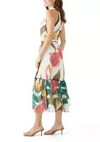 Women's Sleeveless Halter Neck Floral Print A-Line Dress