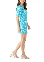 Women's Short Sleeve V-Neck Printed Sheath Dress