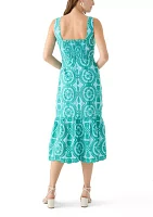 Women's Sleeveless Square Neck Printed Slim Dress