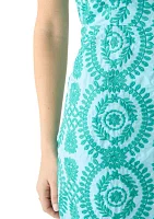 Women's Sleeveless Square Neck Printed Slim Dress