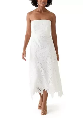 Women's 3D Lace Scalloped Midi Dress