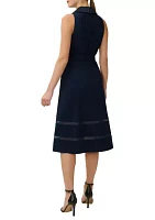 Women's  Tuxedo Collar Fit and Flare Dress