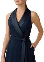 Women's  Tuxedo Collar Fit and Flare Dress