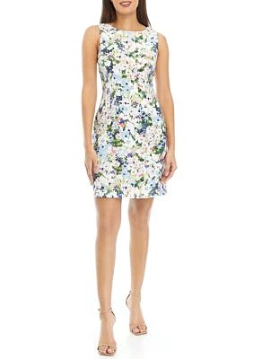 Women's Sleeveless Floral Printed Prada Sheath Dress