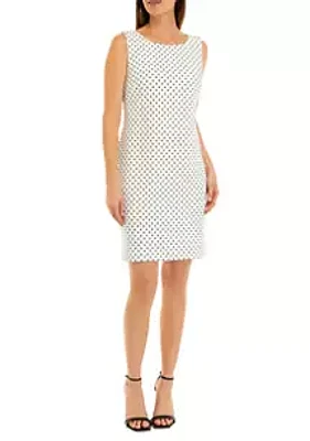 AGB Women's Sleeveless Printed Scuba Crepe Sheath Dress