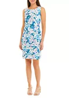 AGB Women's Sleeveless Floral Print Scuba Crepe Sheath Dress