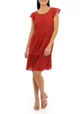 AGB Women's Cap Sleeve Tiered Dress