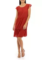 AGB Women's Cap Sleeve Tiered Dress