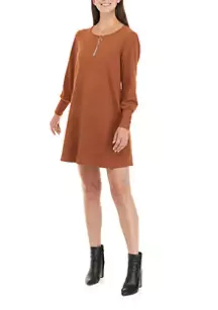 AGB Women's Long Sleeve Hacci A-Line Dress