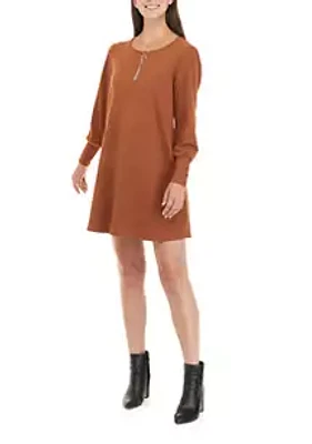 AGB Women's Long Sleeve Hacci A-Line Dress