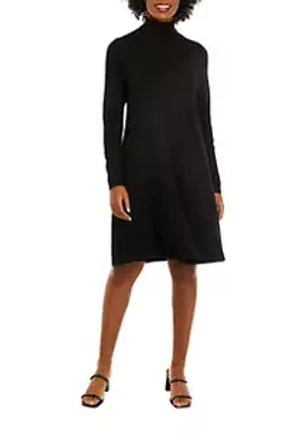 AGB Women's Long Sleeve Solid Fit and Flare Sweater Dress