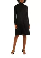 AGB Women's Long Sleeve Solid Fit and Flare Sweater Dress
