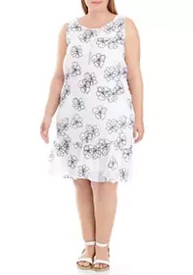 AGB Plus Flounce Hem Dress with Necklace